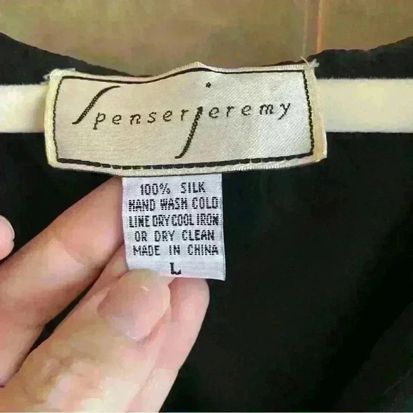 Spenser Jeremy Large 100% Silk Black Top Capsule Wardrrobe Basic Layering Piece - Picture 3 of 6